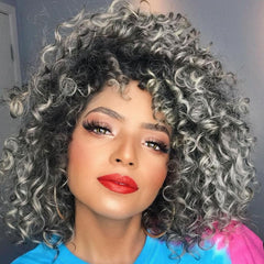 EERYA GoGo Curl 8in short gray deep wave crochet hair for a natural, lightweight look.