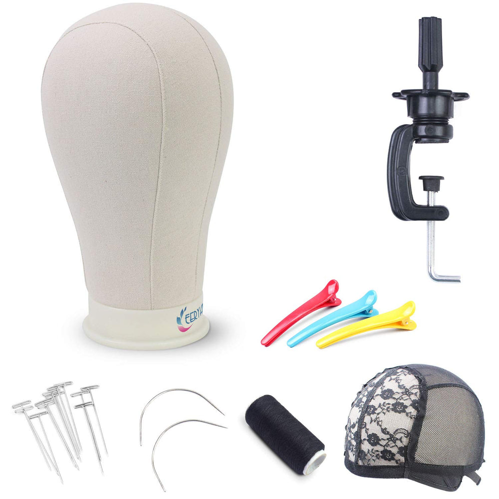 EERYA wig head stand canvas block 23.5 inch for accurate styling