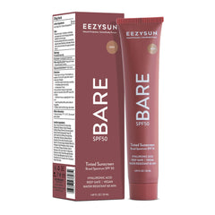 EEZYSUN BARE tinted sunscreen jar closeup with SPF 50 protection and hydrated glow
