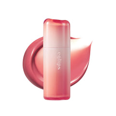 EGLIPS Dew Glaze Tint Rosy Poem cap close-up showing glossy, lasting shine.