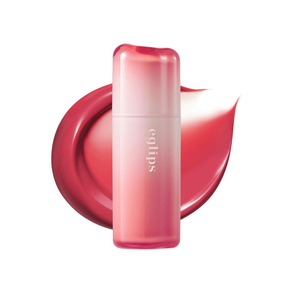 EGLIPS Dew Glaze Tint Sorbet 05 close-up showcases hydrating shine.