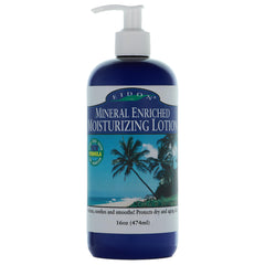 Eidon Mineral Enriched Moisturizing Lotion bottle shows rich hydration for face and body