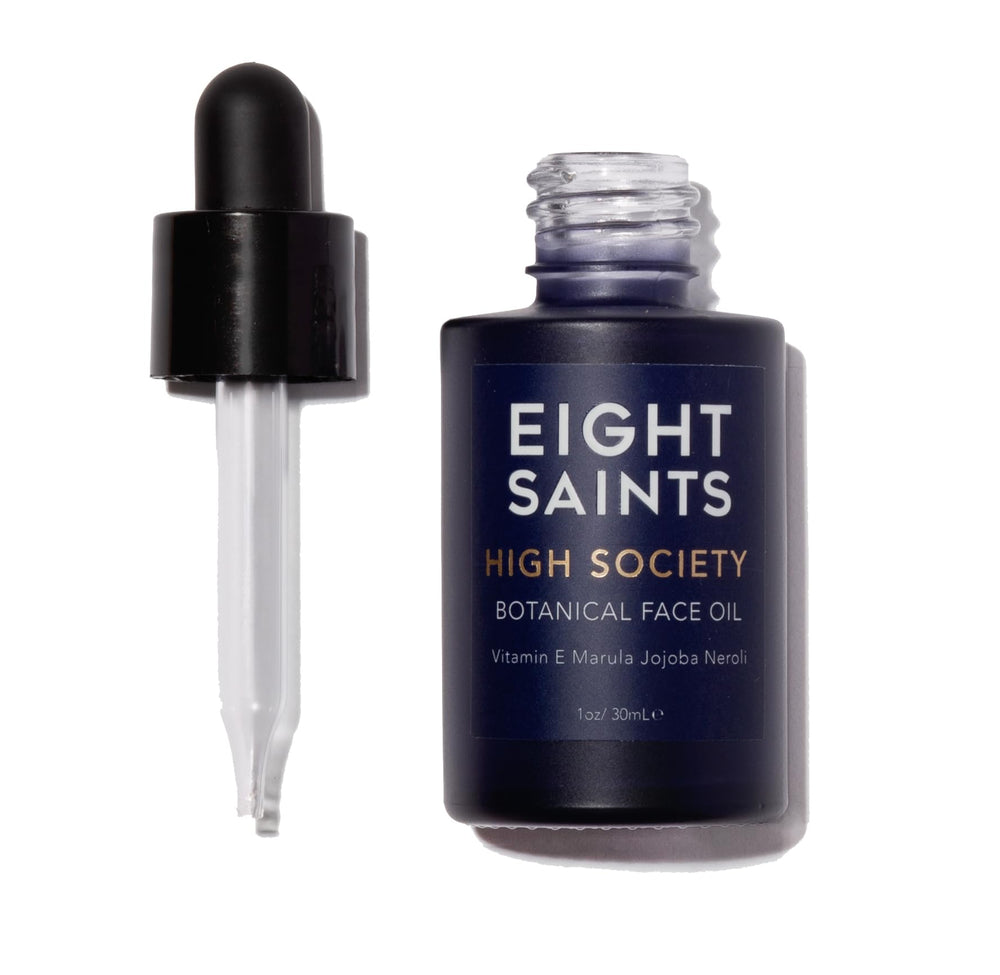 Eight Saints High Society Face Oil bottle for all skin types, smooth hydration.