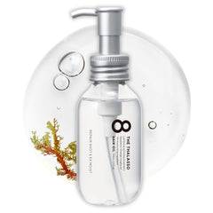 Eight the Thalasso hair oil bottle closeup, lightweight formula for daily use