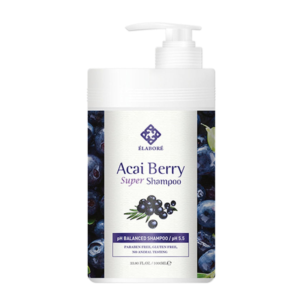 Elabore Acai Berry Super Hair Shampoing : bouteille élégante et lavage doux pour cheveux