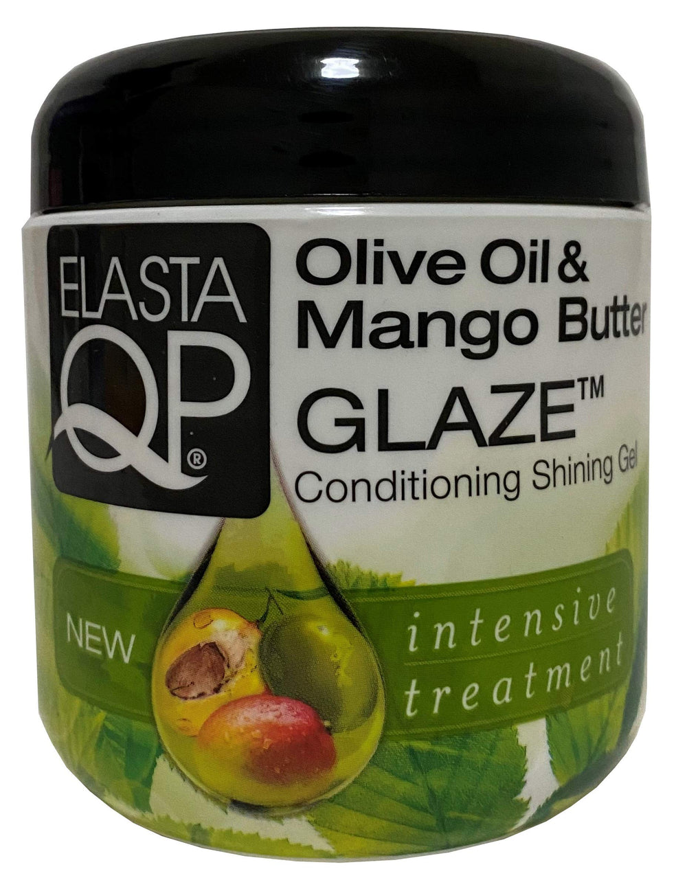 Elasta QP Glaze bottle delivers conditioning shine for manageable hair.