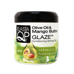 Elasta QP glaze jar close-up showing creamy texture for curl definition