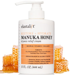 Elastalift Manuka Honey Cream bottle pouring for hydrating skin