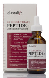 Elastalift peptide serum bottle closeup highlights clean formula for sensitive skin