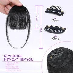 ELEFOCUS clip-in bangs 100 percent human hair for silky, realistic fringe