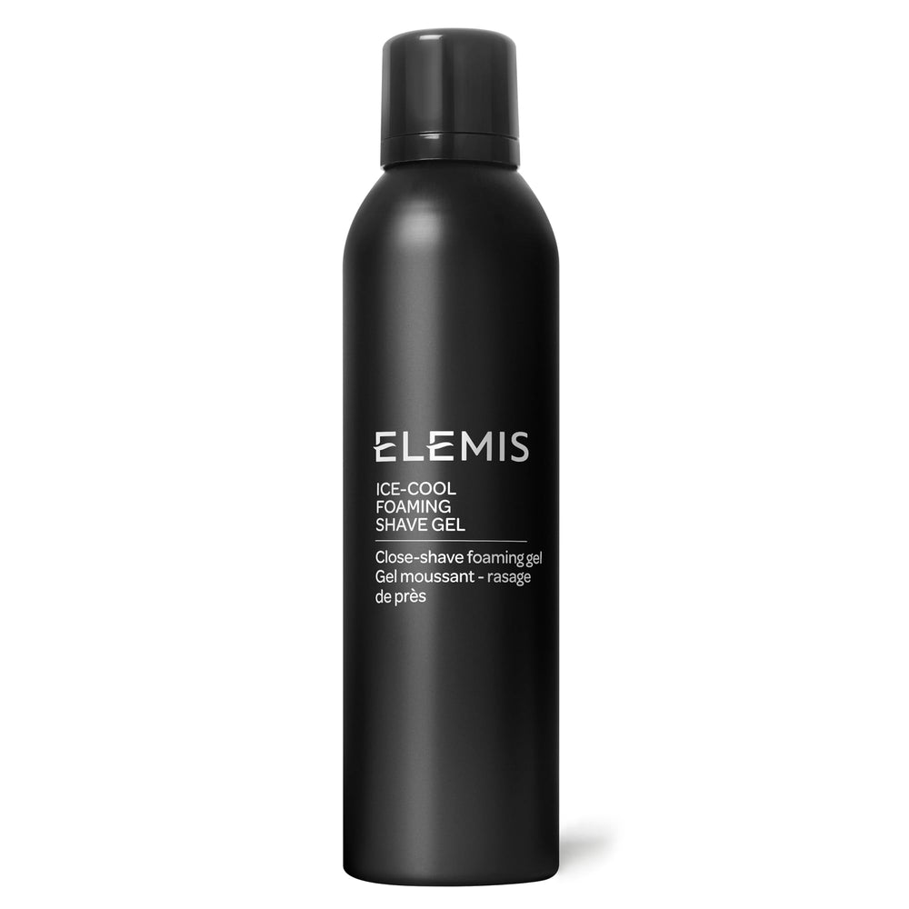 ELEMIS Ice Cool Foaming Shave Gel bottle close-up with cooling foam for a smooth shave