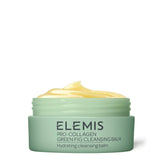 Elemis Pro-Collagen Cleansing Balm jar closeup for makeup removal and rich texture.