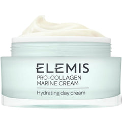 ELEMIS Pro-Collagen Marine Cream jar close-up showing hydrating gel texture for aging skin
