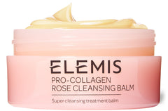 Elemis Pro-Collagen Rose Cleansing Balm packshot showing makeup removal use