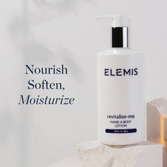 ELEMIS Revitalise-Me lotion being applied to hands for silky softness