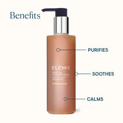 ELEMIS Sensitive Cleansing Wash botanicals scene highlights thyme, chamomile, and Lady’s Mantle.