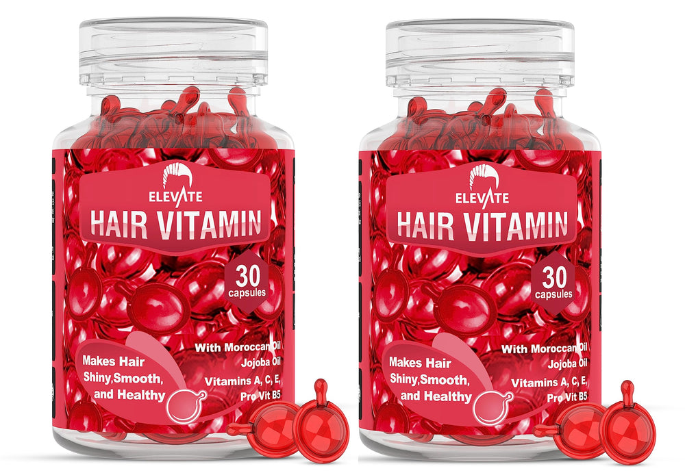 Elevate hair serum capsules bottle pour for smooth, frizz-free hair