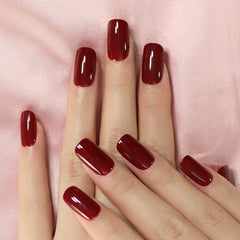 Elevenail glossy dark wine red press-on nails for salon-worthy home manicure