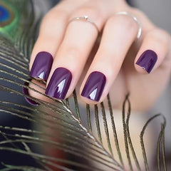Elevenail elegant purple glossy nails close-up for chic daily wear