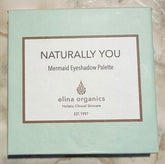 Elina Organics Mermaid Eyeshadow Palette open compact shows ocean hues for a vibrant look