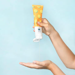 Foaming lather created by Elizabeth Mott Vitamin C Cleanser for a gentle cleanse.