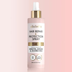 ELLA BELLA All-in-1 heat protectant spray bottle ready for heat styling protection.