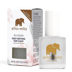 ella+mila In a Rush bottle pour shows quick-dry action for busy days.