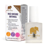 ella-mila No More Biting Nail Polish bottle closeup showing the bitter deterrent.