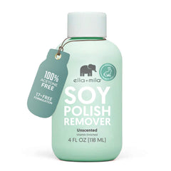 ella-mila soy nail polish remover unscented bottle for gentle natural nail care