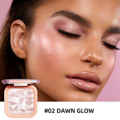 ELLESY Dawn Glow highlighter palette with included brush for easy application.
