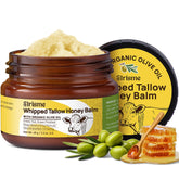 Elrisme Face Tallow and Honey Balm bottle shows fast-absorbing whipped formula for dry skin.