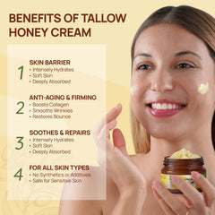 Elrisme Face Tallow and Honey Balm texture close-up reveals cloud-light cream that sinks in.