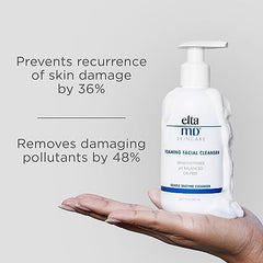 EltaMD Foaming Facial Cleanser foam texture delivers gentle cleansing and light exfoliation for smoother skin.
