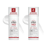 EltaMD UV Clear bottle front shows SPF 46 with a non-greasy finish.