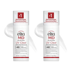 EltaMD UV Clear bottle front shows SPF 46 with a non-greasy finish.