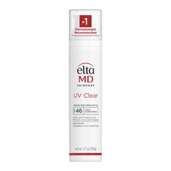 EltaMD UV Clear SPF 46 bottle front shows oil-free protection for sensitive skin