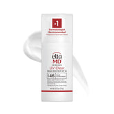 EltaMD UV Clear sunscreen bottle front view, lightweight and travel ready.