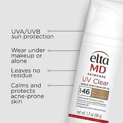 EltaMD UV Clear tinted SPF 46 pump bottle ready for travel