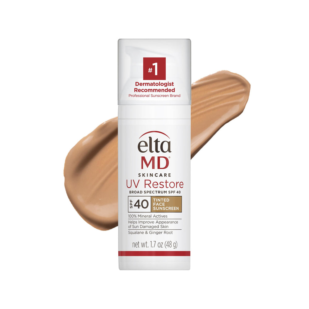 EltaMD UV Restore tinted sunscreen for the face with SPF 40 offers mineral protection.