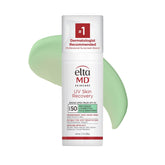 EltaMD UV Skin Recovery Green Tint bottle with smooth mineral sunscreen texture