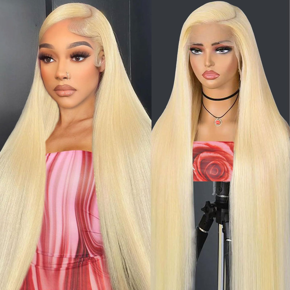 ELYCONT 30-inch 613 lace front wig blonde, front view for versatile styling possibilities.