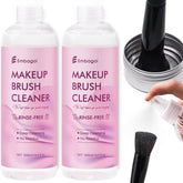 Embagol makeup brush cleaner bottle-pour demonstrates quick, rinse-free cleaning.