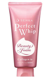 EMBEAUTY SENKA Perfect Whip Collagen bottle shows gentle daily cleansing benefits for skin