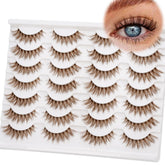 EMEDA brown lashes 14mm natural look with clear band for everyday elegance.