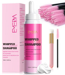EMEDA Whipped Lash Shampoo foam close-up for gentle lash cleansing