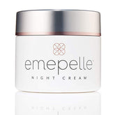 Emepelle Night Cream bottle close-up showing premium packaging and nighttime hydration potential.