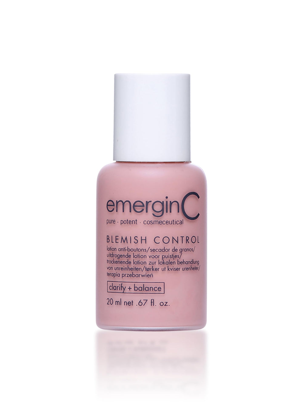 emerginC Blemish Control bottle targets blemishes with tinted drying formula.