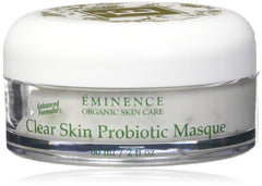 Eminence Clear Skin Probiotic Masque jar close-up showing creamy texture for blemish-prone skin.