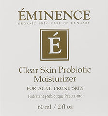 Eminence Clear Skin Probiotic Moisturizer jar close-up showing creamy texture.