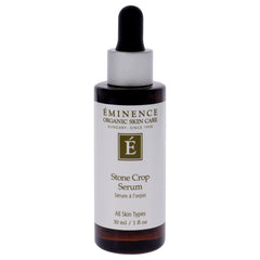 Eminence Stone Crop Serum texture swirl highlights light, non-greasy formula for even tone.